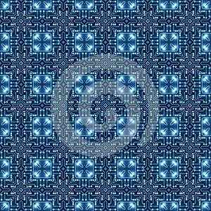 Circuit Board Seamless Pattern, Digital Background. Creative Futuristic Hardware Motherboard illustration. Information Technology