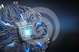 Circuit board system chip with core processor. Spherical compute