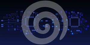 Circuit Board Technology CPU Microprocessor Interface Connection Vector Background.