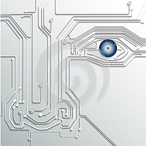 Circuit board- technology eye conceptual background.