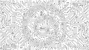Circuit board texture for banner or poster. Abstract technology background. Electronic motherboard connection and lines. Vector
