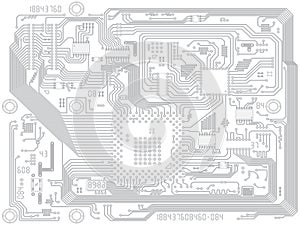 Circuit board vector computer drawing - electronic