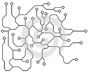 Circuit board. Vector technology background. Electronic tracks, abstract PCB. Outline illustration,