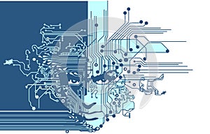 Circuit boards face blue