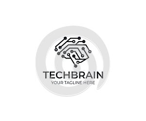 Circuit brain logo template. Artificial intelligence vector design