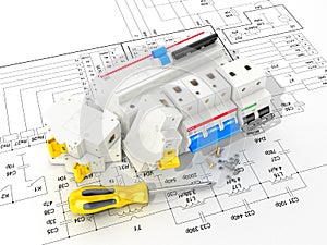 Circuit breakers on the electronic circuit.