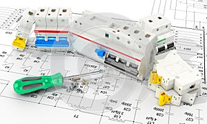 Circuit breakers on the electronic circuit.