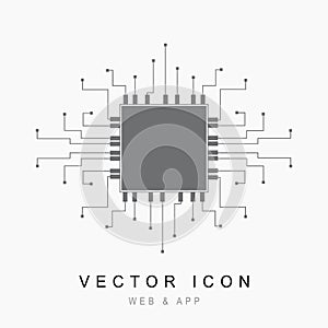 Circuit Chip icon. Processor line vector icon for websites and mobile flat design