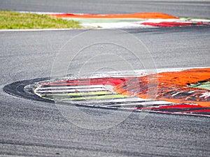 Circuit curb detail, colorful, motorsport concept