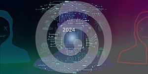 circuit diagram hacker security icon on abstract background , technology concept
