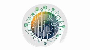 Circuit tech elements logo vector design template.