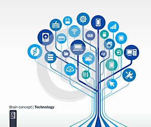 Circuit technology background. Brain concept