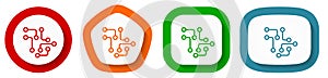 Circuit, technology, chip, processor vector icon set, flat design buttons on white background
