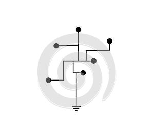 Circuit technology tree logo vector