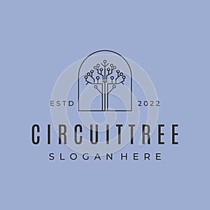 circuit tree line art logo