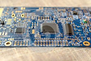 Circuitboard with resistors microchips and smd electronic components