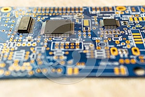Circuitboard with resistors microchips and smd electronic components