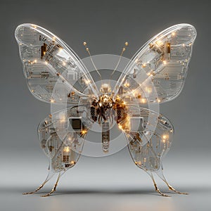 Circuitry Butterfly with Glowing Elements