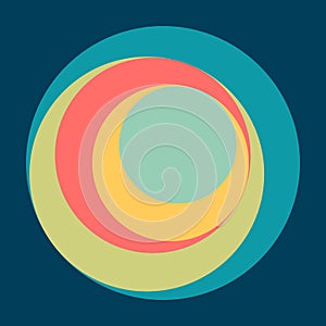 Circular abstract art background with retro colourful color