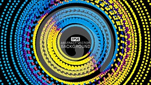 Circular abstract pattern background consisting of colored dots