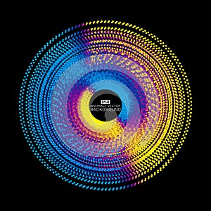 Circular abstract pattern background consisting of colored dots