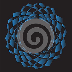 Abstract blue geometric pattern on dark background with circular symmetry vector