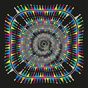 Circular abstract pattern. Concentric ripple design. Vibrant color mosaic. Vector visual effect