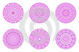 Circular abstract round geometrical botanical ornament mandala set