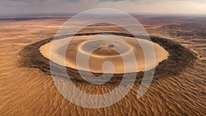 Circular Aerial Drone View Of The Richat Structure Mauritania