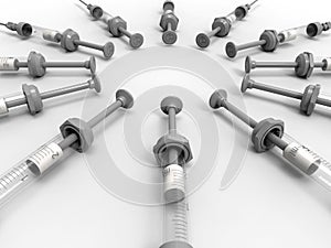 Circular array - multiple empty syringes