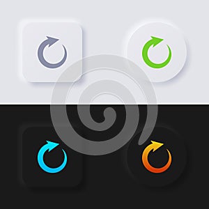 Circular arrow button icon, Reload button Icon set, Multicolor neumorphism button soft UI Design.