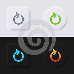 Circular arrow button icon, Reload button Icon set, Multicolor neumorphism button soft UI Design.