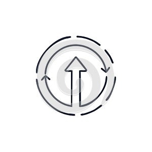 Circular arrow icon representing upward progress and cyclical movement