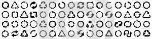 Circular arrow pictogram collection. Black arrow icons. Recycle, refresh, reload, loading, loop arrow icons in black. Circle arrow