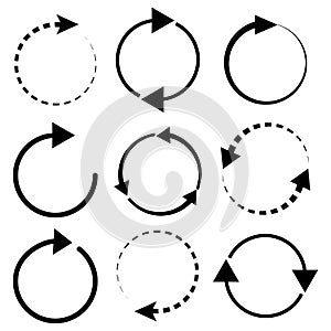 Circular arrows. Circle diagram infographic set. Motion design. Reload symbol. Vector illustration. stock image.