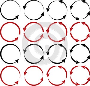Circular Arrows Collection for Rotation Cycle and Process Direction