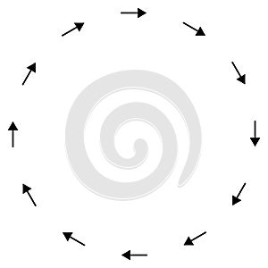 Circular arrows for cycle, repeat themes. Progress, process, procedure concept pointer design. Cyclical, spinning arrows