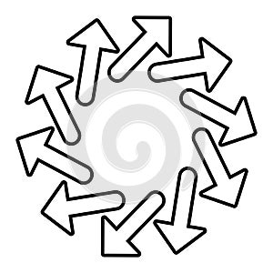 Circular arrows for cycle, repeat themes. Progress, process, procedure concept pointer design. Cyclical, spinning arrows