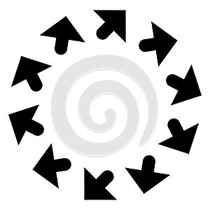 Circular arrows for cycle, repeat themes. Progress, process, procedure concept pointer design. Cyclical, spinning arrows