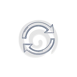 Circular arrows icon representing refresh, reload, and update. Continuous loop symbol for synchronization and recycling