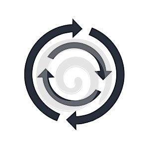 Circular Arrows Loop Icon for Refresh Reload Recycle Repeat Process Concept