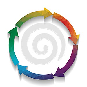 Circular arrows sign. Vector. Colorful icon with bright texture