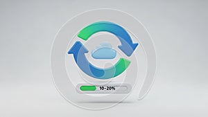 Circular Arrows Symbolizing Sync with Cloud Icon and Progress Bar synchronization update