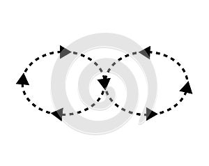 Circular arrows. Up arrow button symbol. Recycle icon set. Stock image. Vector illustration.