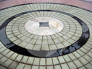 Circular block paved floor photo
