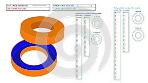 Circular box dieline template and 3D box photo