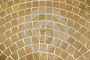 Circular brown brick paving pattern