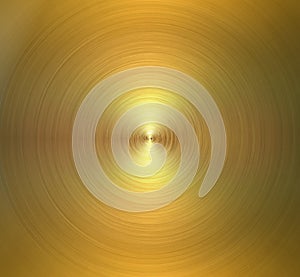 Circular brushed metal texture. Golden shiny background