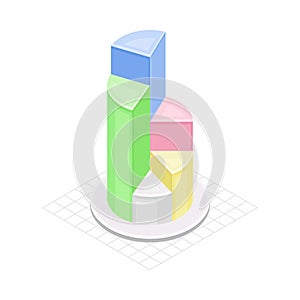 Circular Chart as Isometric Infographic as Graphic Visual Representation of Information or Data Vector Illustration