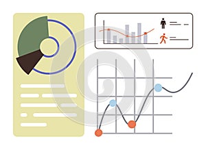Infographic Elements Showcasing Data Visualization with Graphs, Charts, and Metrics Analysis
